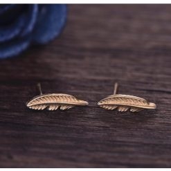 Tiny leaves oorbellen goud-O023